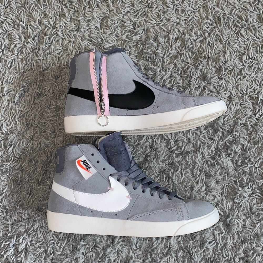 Nike Women's Gray and Black High-Top Sneakers